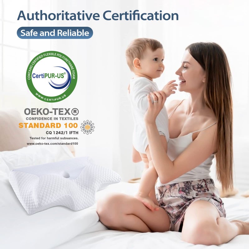 HOMCA Cervical Pillow Memory Foam Pillows - Contour Memory Foam Pillow for Neck Pain Relief, Orthopedic Neck Bed Pillow for Side Sleepers Back and Stomach - Image 3